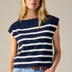 J crew New Mariner Jersey Boatneck Muscle T-shirt in  Navy & White stripes/L